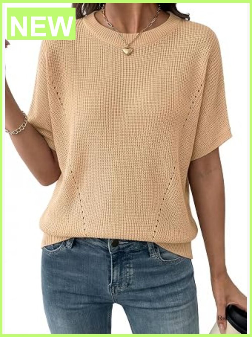 Women's Short Sleeve Sweater | Lightweight V-Neck Knit Pullover | Ribbed